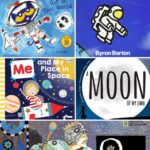 Outer Space Books for Preschool: 5 panels of book covers.
