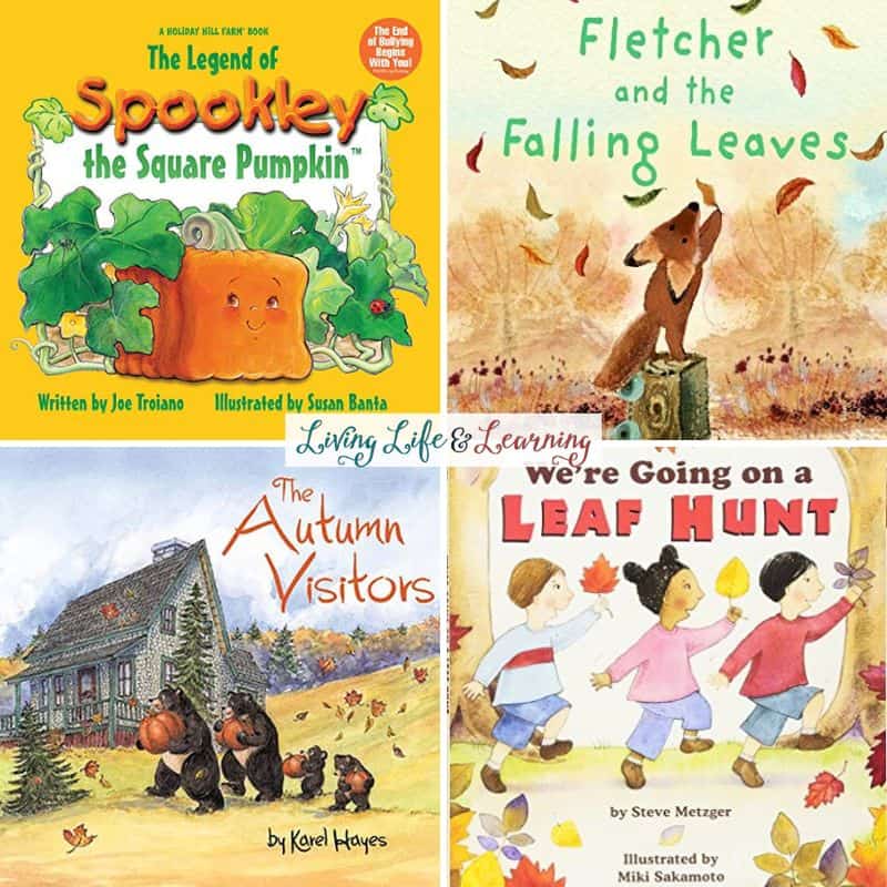 collage of Fun Fall Books for Kindergarten