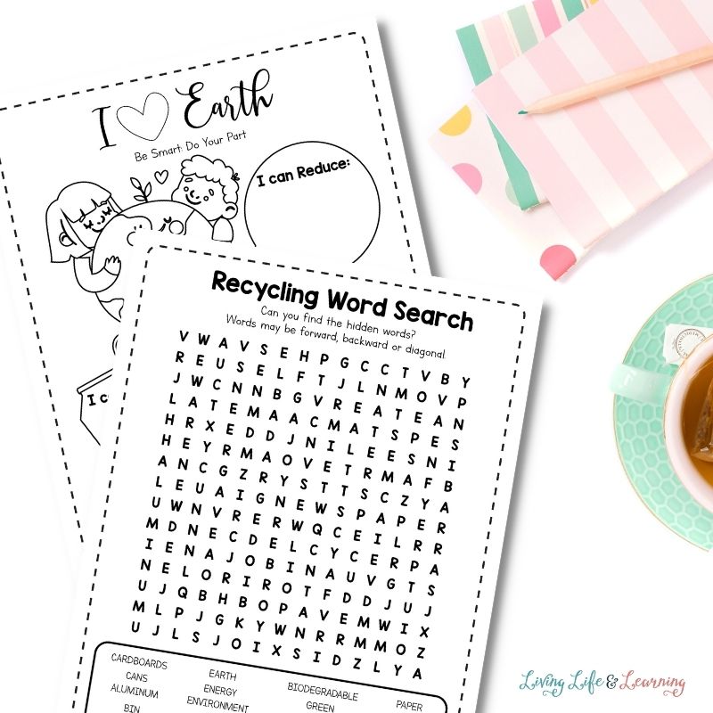recycling word search printable 