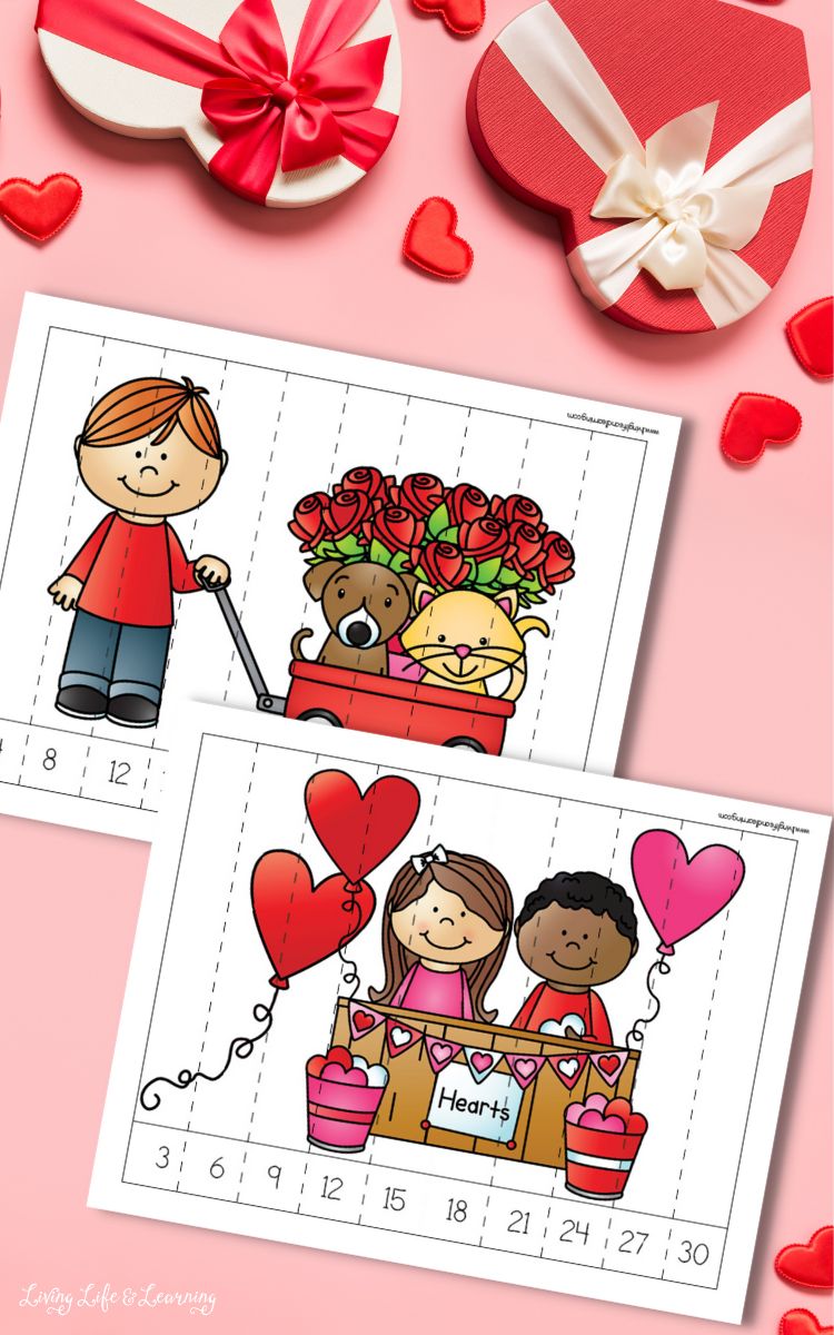 Valentine’s Day Skip Counting Puzzles
