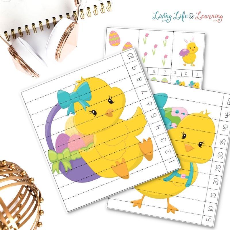 easter counting cards and puzzles