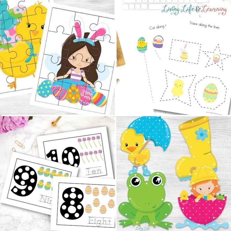 collage of Easter Preschool Printables