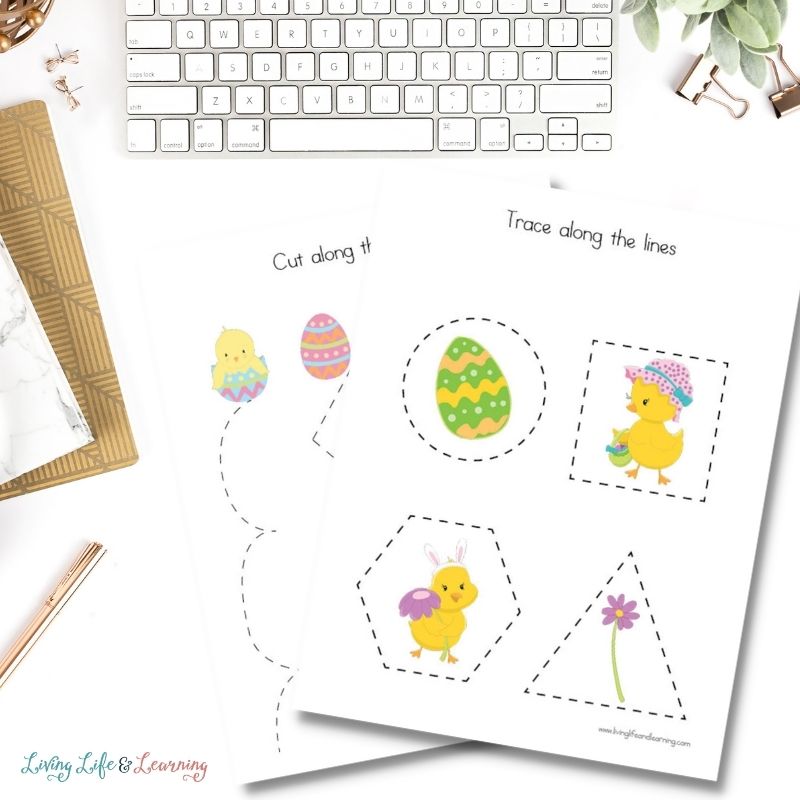 easter tracing worksheets on a table