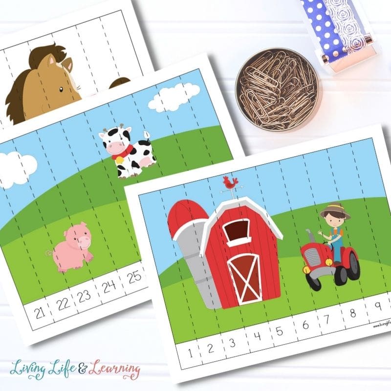 farm themed counting cards 