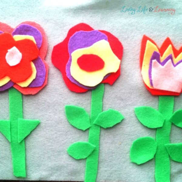three felt flower crafts