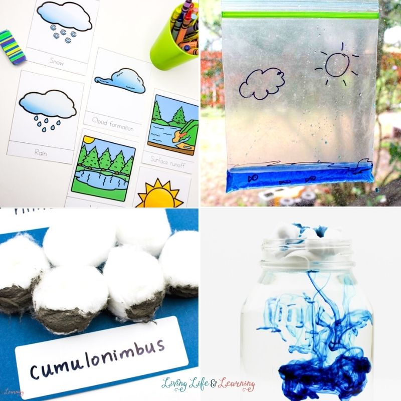 collage of weather activities for kids