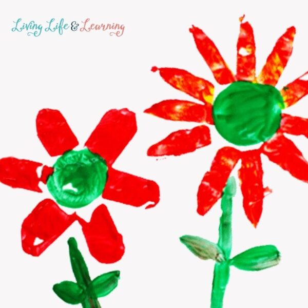 image of toilet paper roll flower painting activity