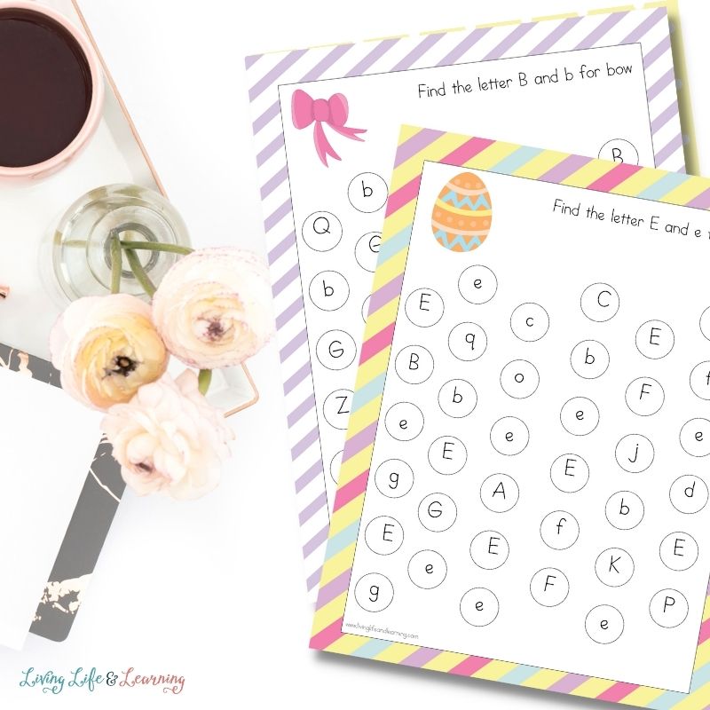 easter letter find printables on a table