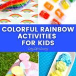 collage of colorful rainbow activities for kids