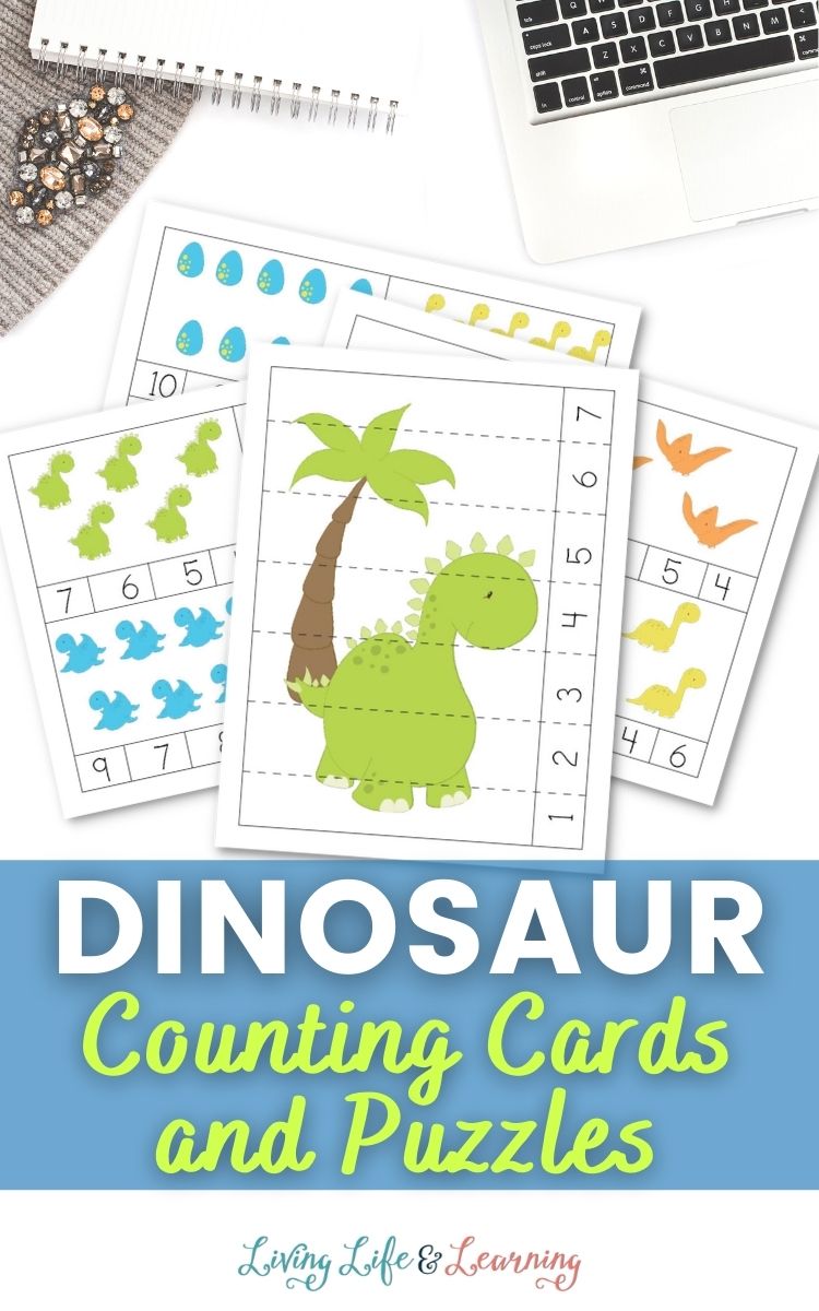 dinosaur counting cards and puzzles