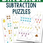 dinosaur subtraction puzzles on a table