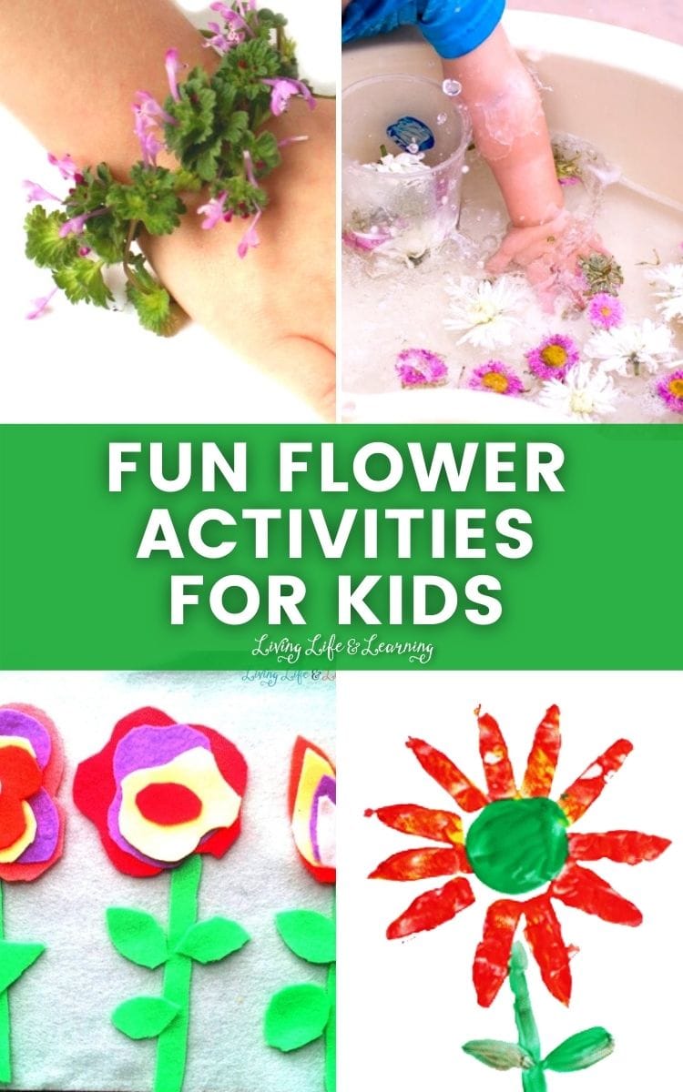 collage of fun flower activities for kids