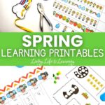 collage of spring learning printables