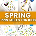 collage of spring printables for kids