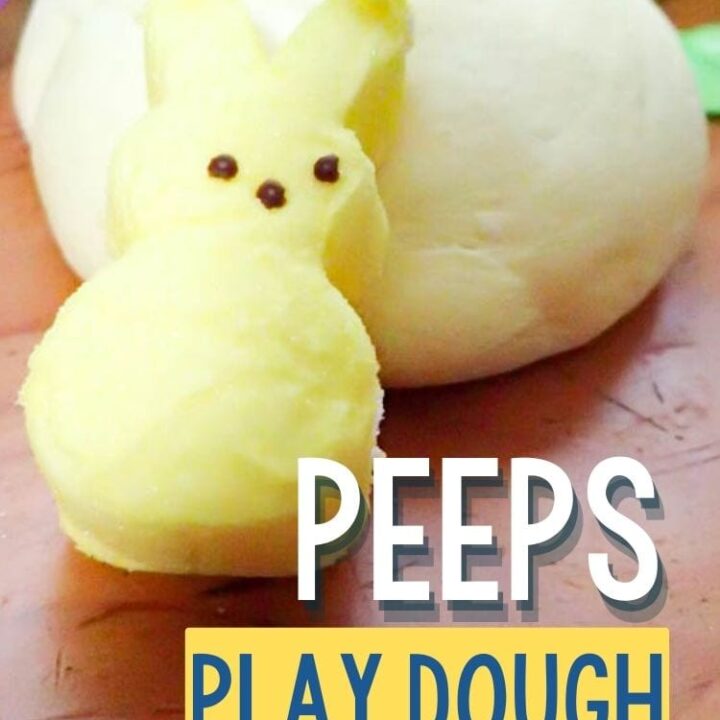 peeps play dough behind a yellow peeps candy