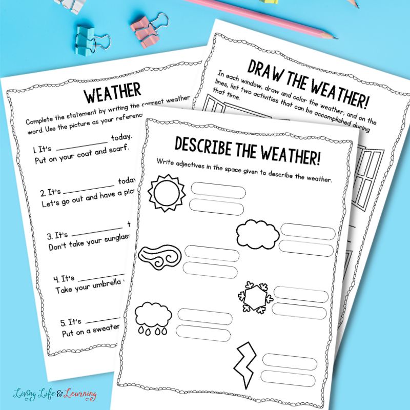 Worksheets about the weather for Kids
