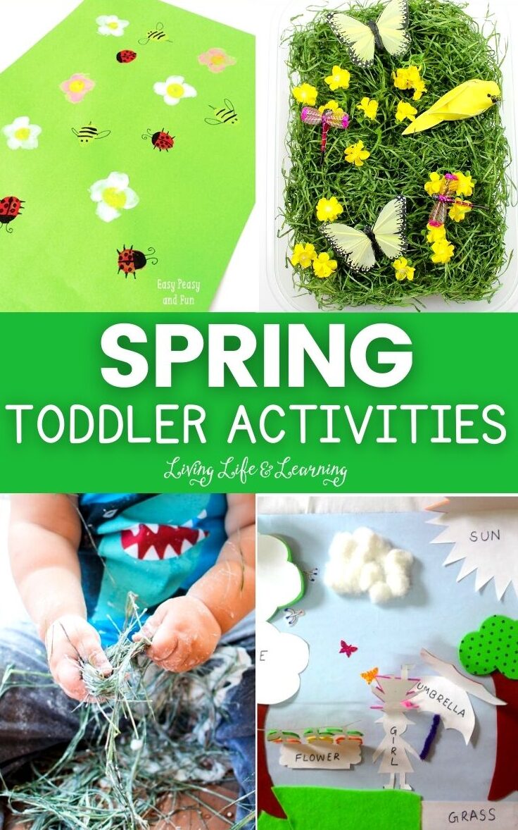 collage of spring toddler activities