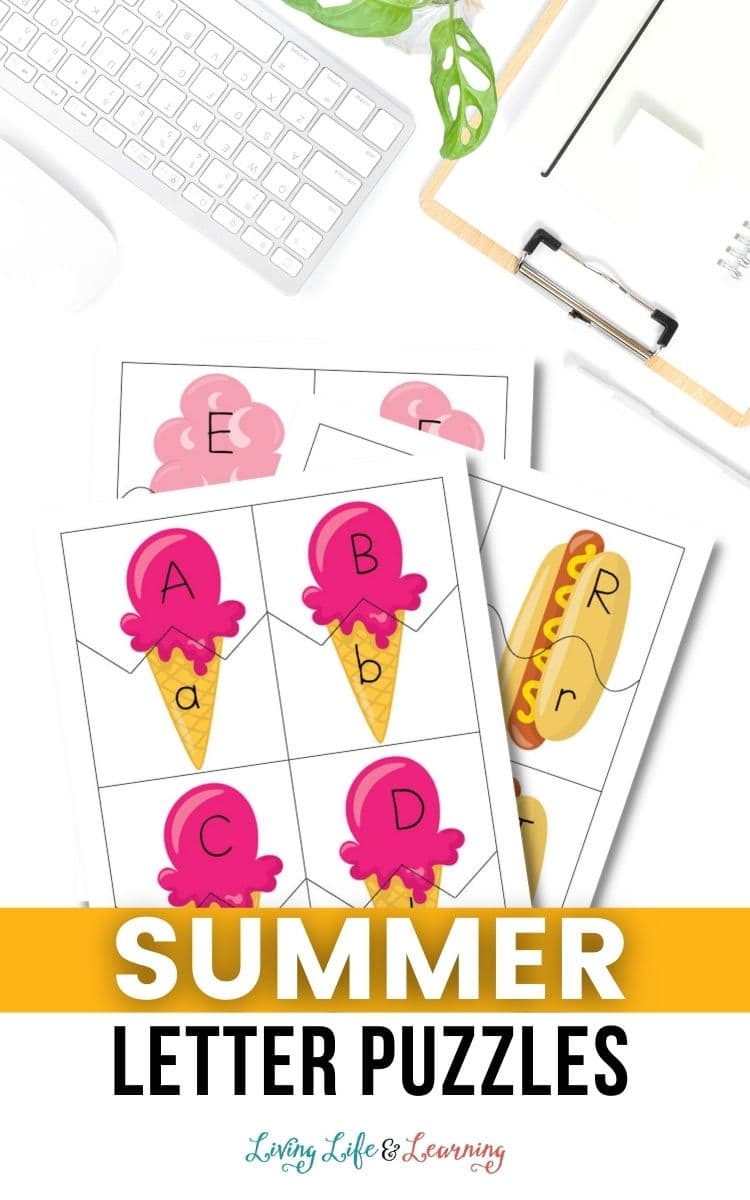 summer letter puzzles on a desk