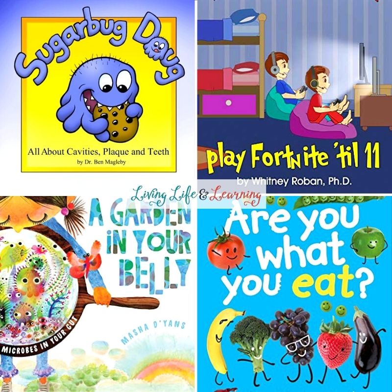 collage of health books for kids