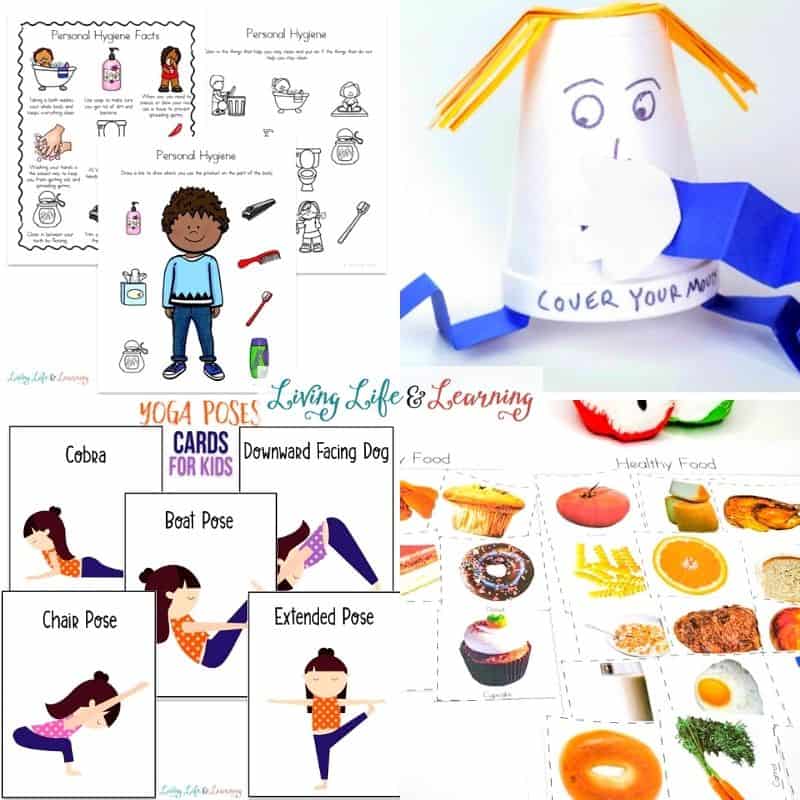 Healthy Body Activities for Preschoolers for hygiene, yoga and food choices.
