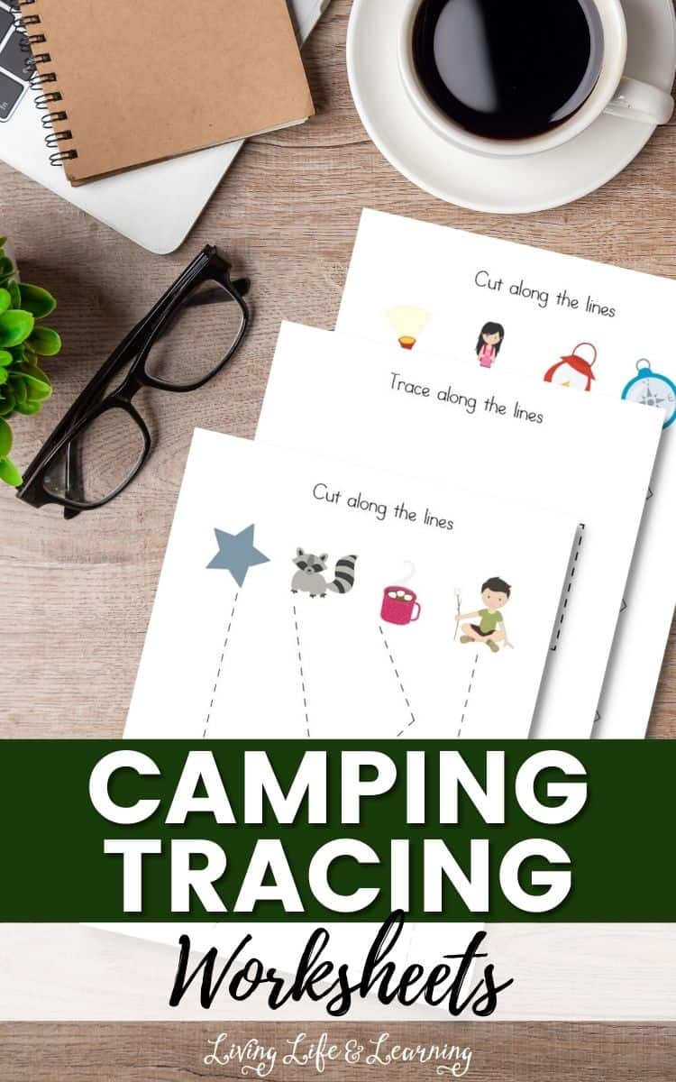 camping tracing worksheets