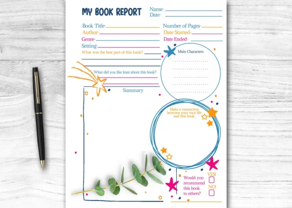 Stars Printable Book Report