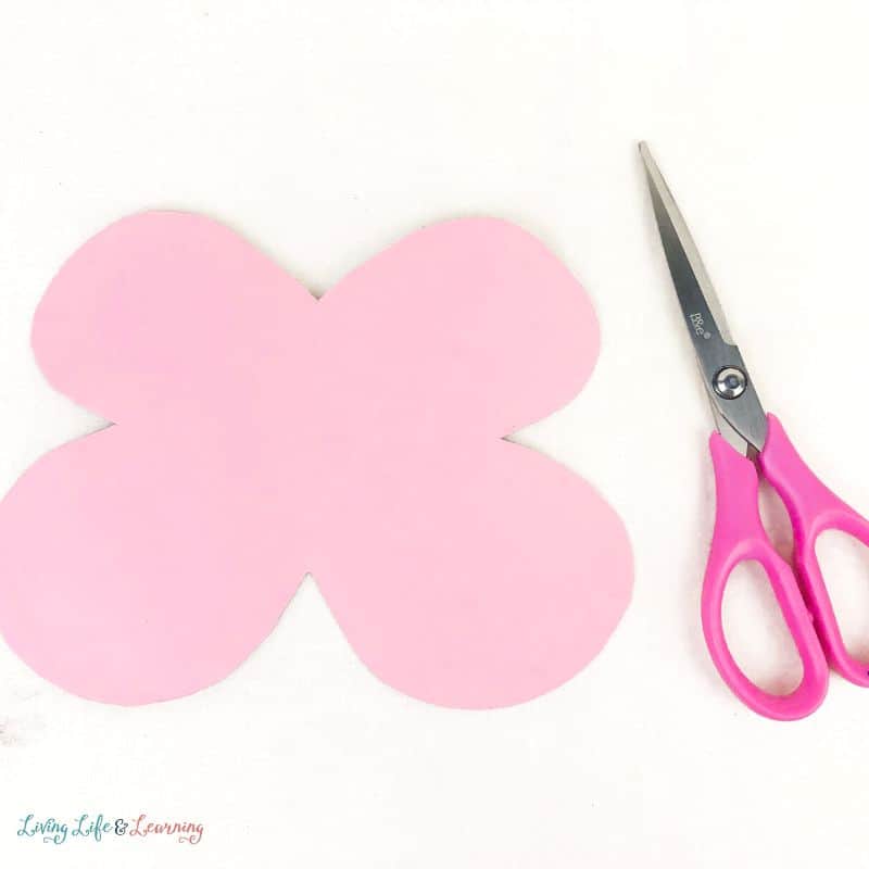 Butterfly Craft with pink butterfly wings and scissors