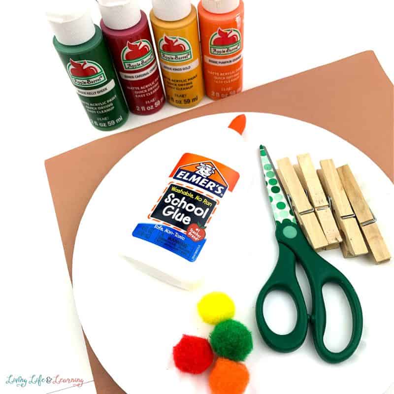 Fall Tree Craft with Pom Poms Supplies