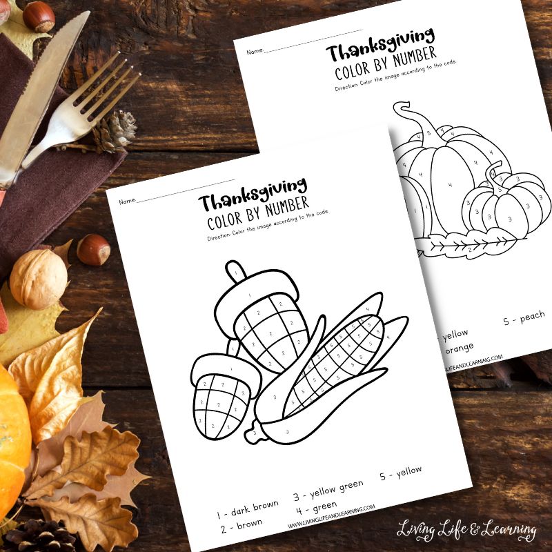 Thanksgiving Color by Number Printables