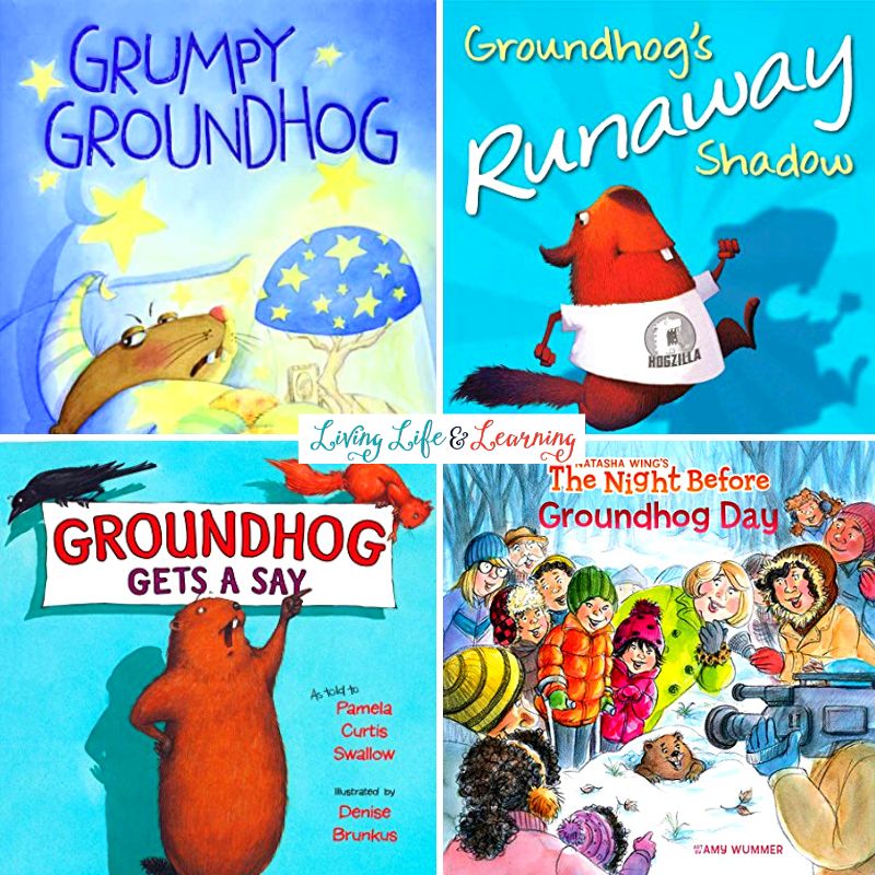 collage of Groundhog Day Books for Preschoolers