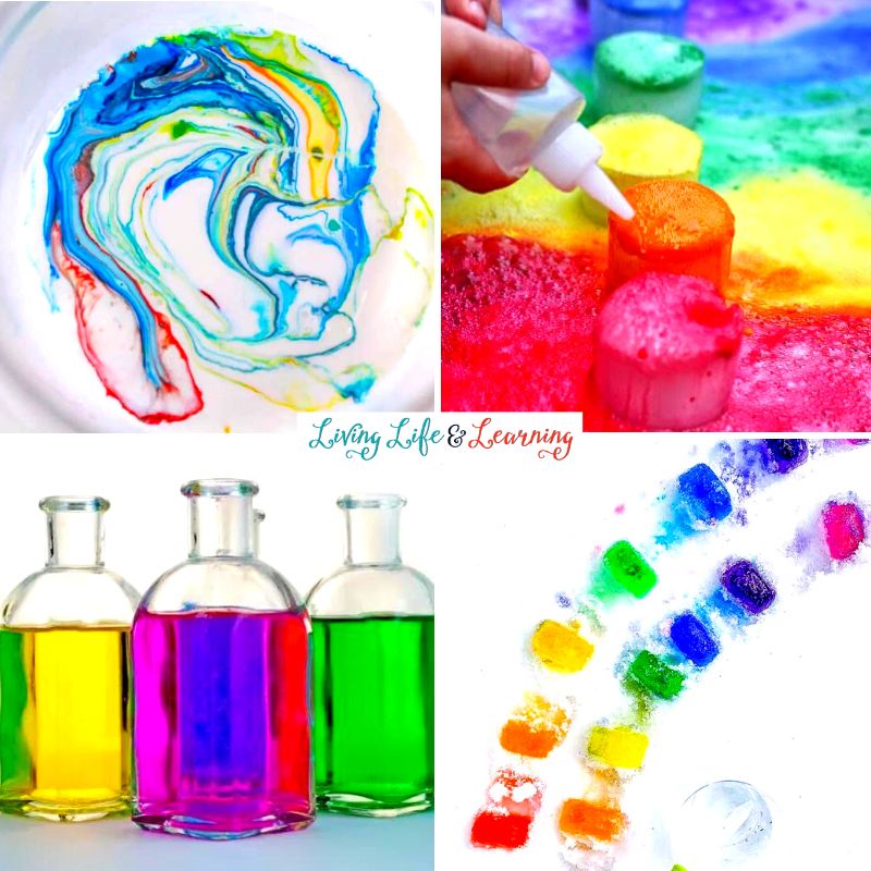 collage of Rainbow STEM Activities