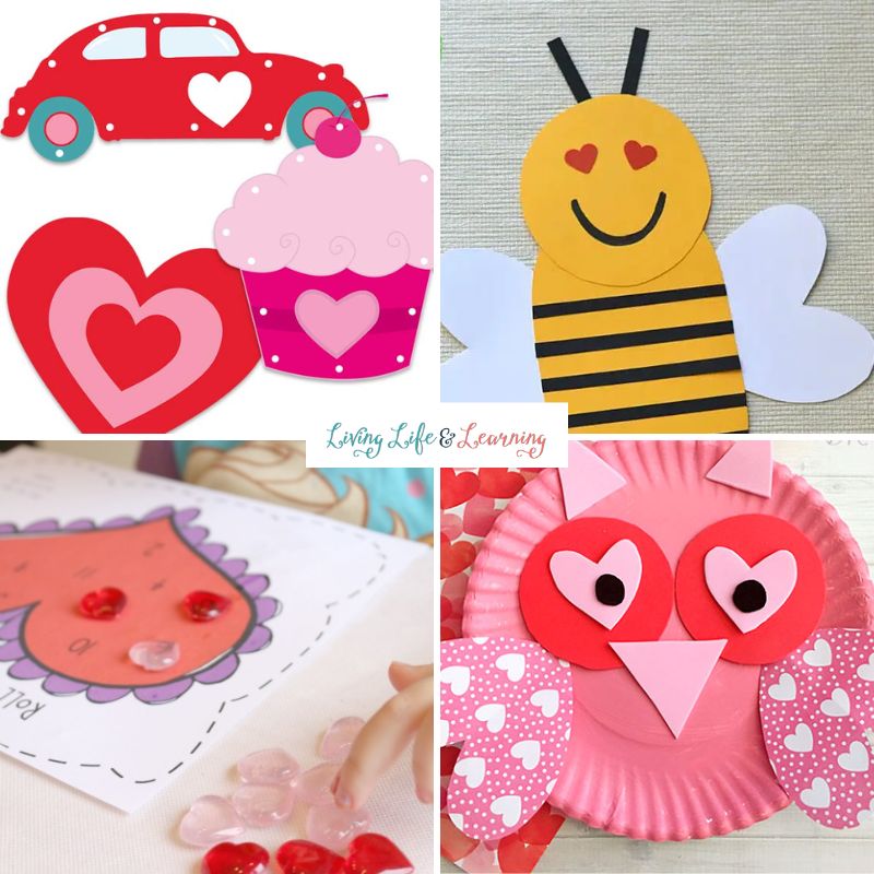 Valentine Activities for Kindergarten: 4 Panels of different Valentine's Day activities