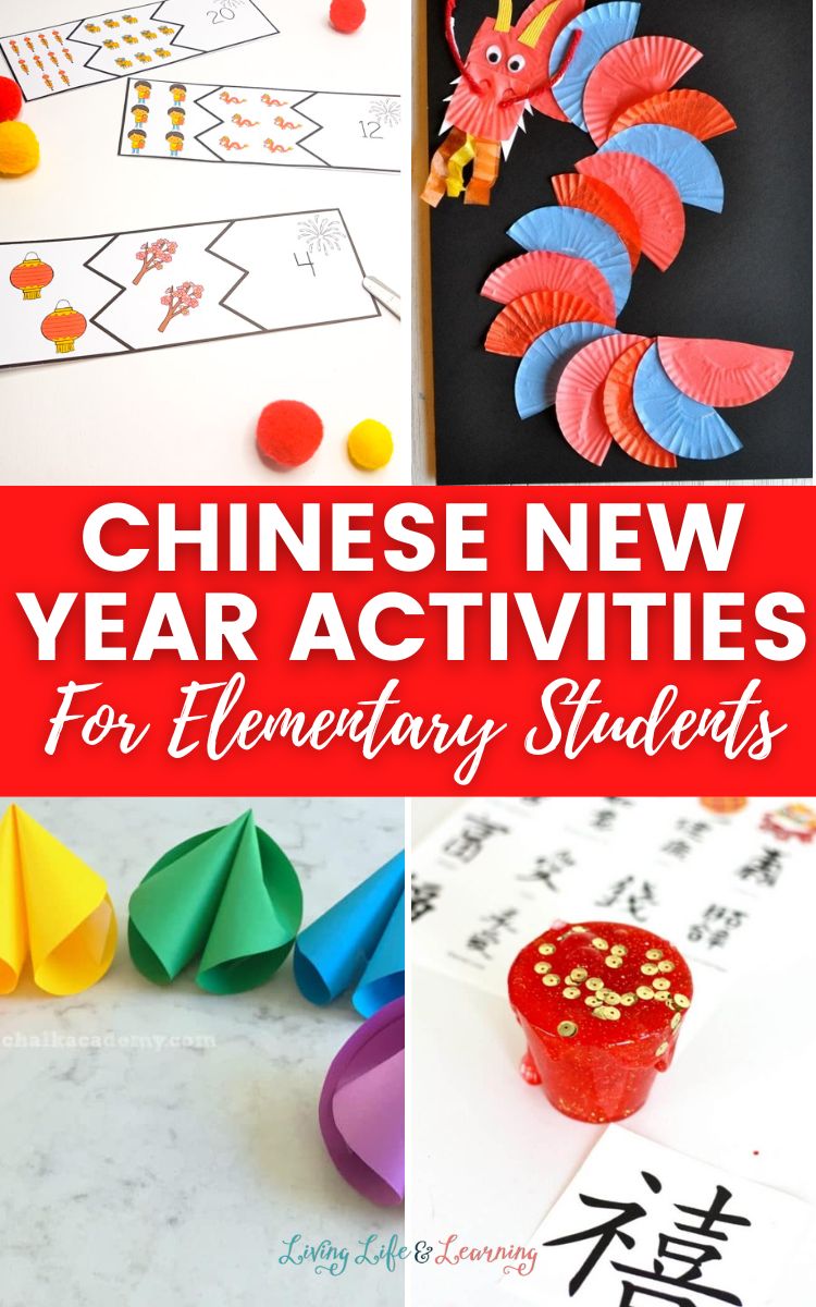 Chinese New Year Activities for Elementary Students: 4 panels of different activities