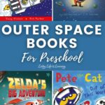 Outer Space Books for Preschool: 4 panels of book covers.