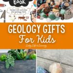 Geology Gifts for Kids: 4 panels of different geology-themed gifts for kids