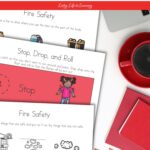 There are three Fire Safety Worksheets for Kids on a table.