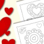 There are three Heart Coloring Pages placed on a table.
