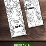 There are two Printable Earth Day Bookmarks on a table.