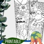 There are three Printable Earth Day Bookmarks on a table.