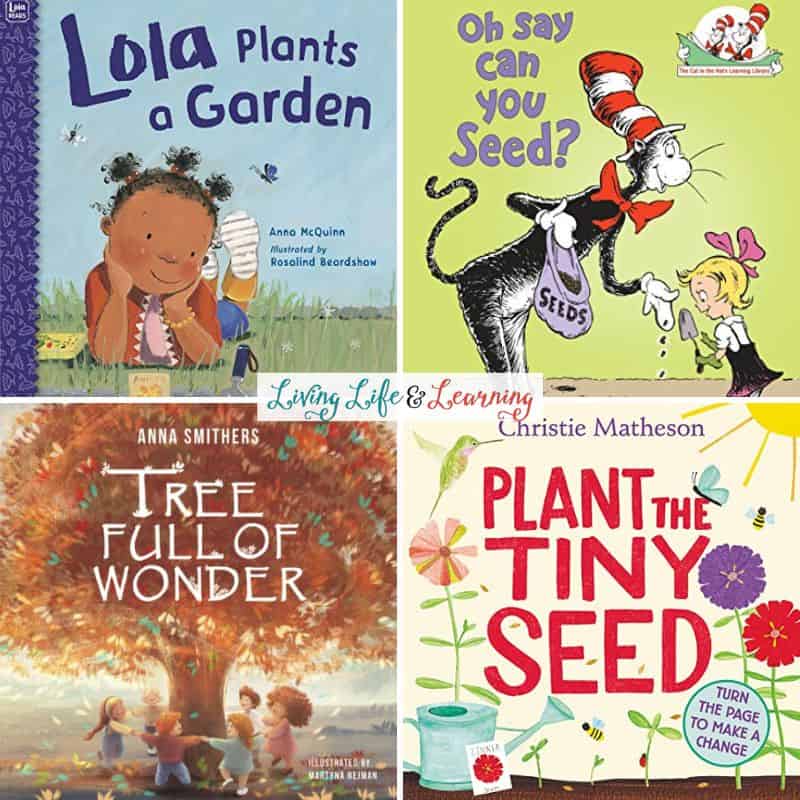 A collage of Books About Plants for Preschoolers