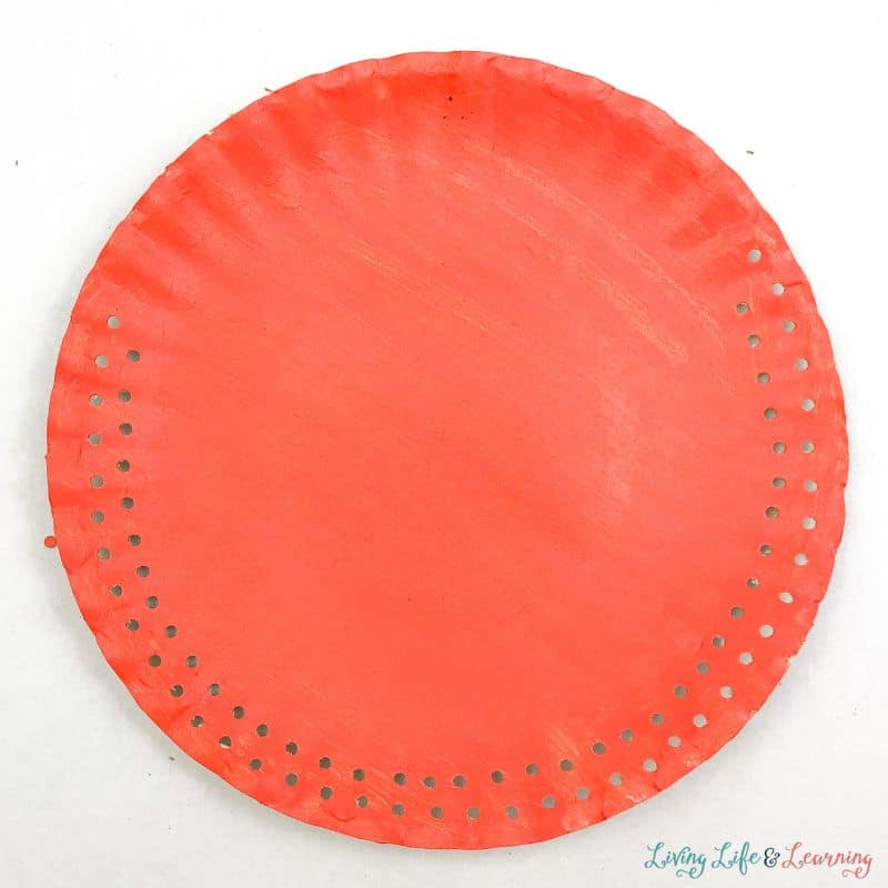 An image of a paper plate with two layers of punched holes into the plate.