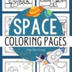 Space coloring pages printable with different art materials