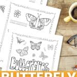 Three Butterfly Coloring Pages on a table