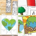 A collage of Earth Day Printables for Elementary Students