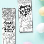 There are two Easter Bookmarks Printable on a table.