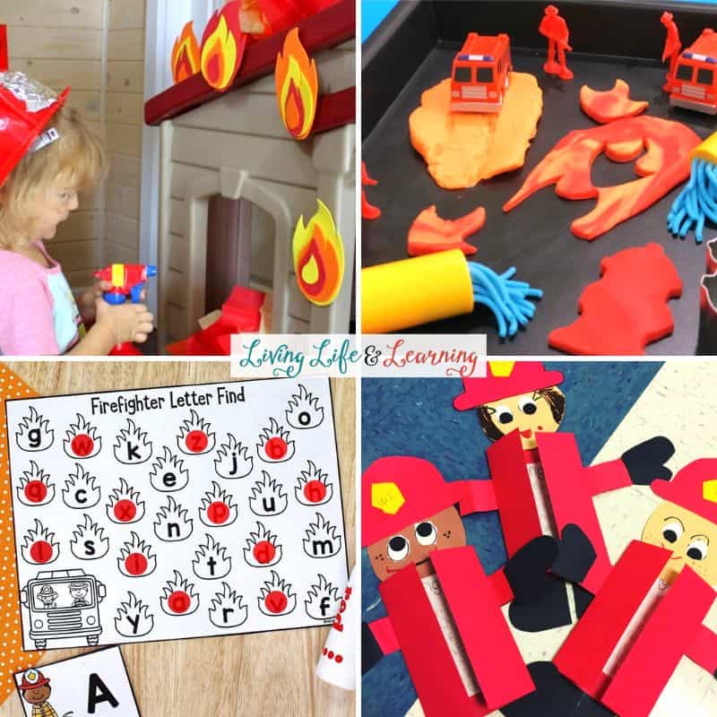 A collage about Firefighter Activities for Kids