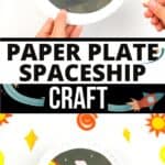 Two images of Paper Plate Spaceship Craft