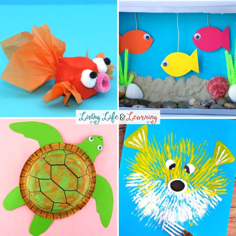 A collage of Ocean Crafts for Preschoolers
