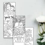Three Mother's Day Printable Bookmarks on a table
