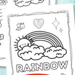 Two Rainbow Coloring Page on a table